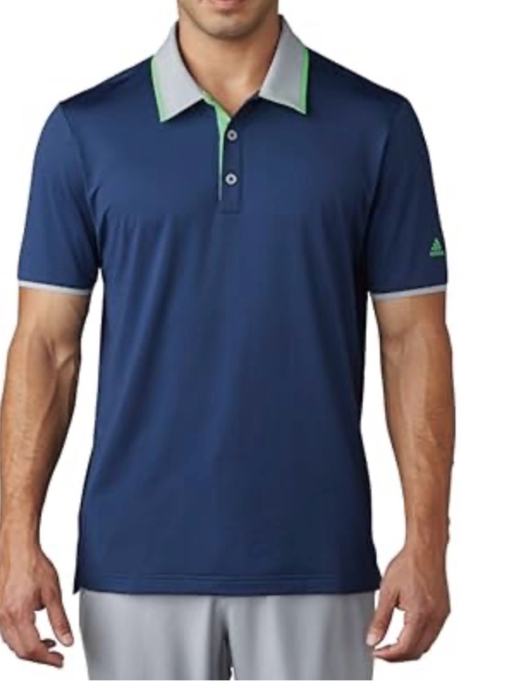 adidas Navy Polo with Gray Collar and Green Trim